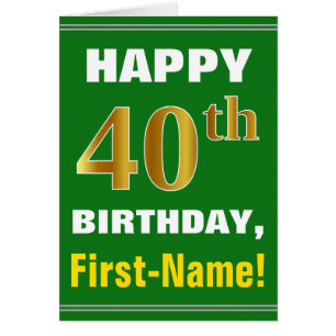 Gras, Vert, Faux Gold 40e anniversaire avec carte 