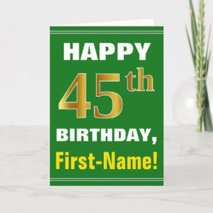Gras, Vert, Faux Gold 45e anniversaire avec carte 
