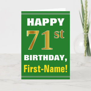 Gras, Vert, Faux Gold 71e anniversaire avec carte