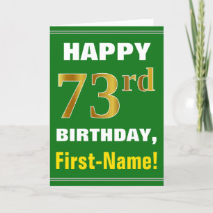 Gras, Vert, Faux Gold 73e anniversaire avec carte