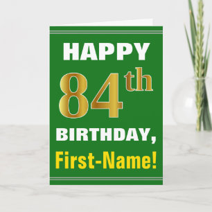 Gras, Vert, Faux Gold 84e anniversaire avec carte 