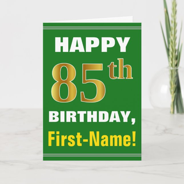 Gras, Vert, Faux Gold 85e anniversaire avec carte  (Devant)