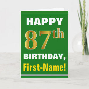 Gras, Vert, Faux Gold 87e anniversaire avec carte 