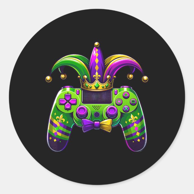 Gras Video Game Controller Jester Hat Boy Kids Cos Classic Round Sticker (Front)