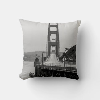 GRASCALE PHOTOGRAPHY OF CABLE BRIDGE THROW PILLOW