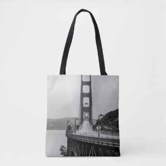 GRASCALE PHOTOGRAPHY OF CABLE BRIDGE TOTE BAG