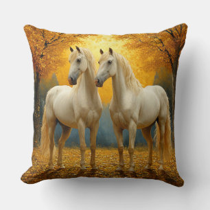 Graseful Horses oil painting Throw Pillow