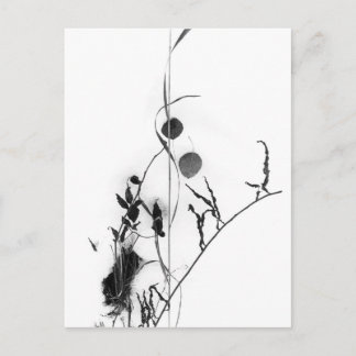 Grass and Leaves in Snow Postcard