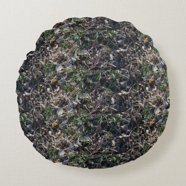 grass and leaves pattern round pillow (Front)