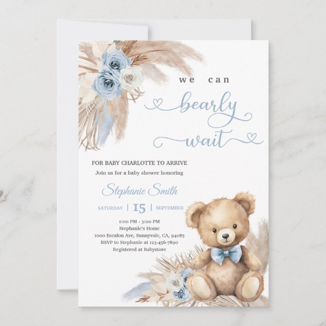 Grass Bear Baby Shower Invitation (Front)