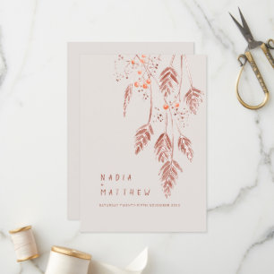 Grass berries watercolor brown orange wedding  program