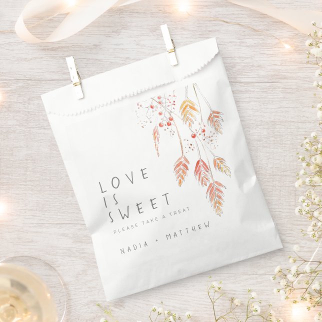 Grass berries watercolor sketch fall wedding  favour bag (Clipped)