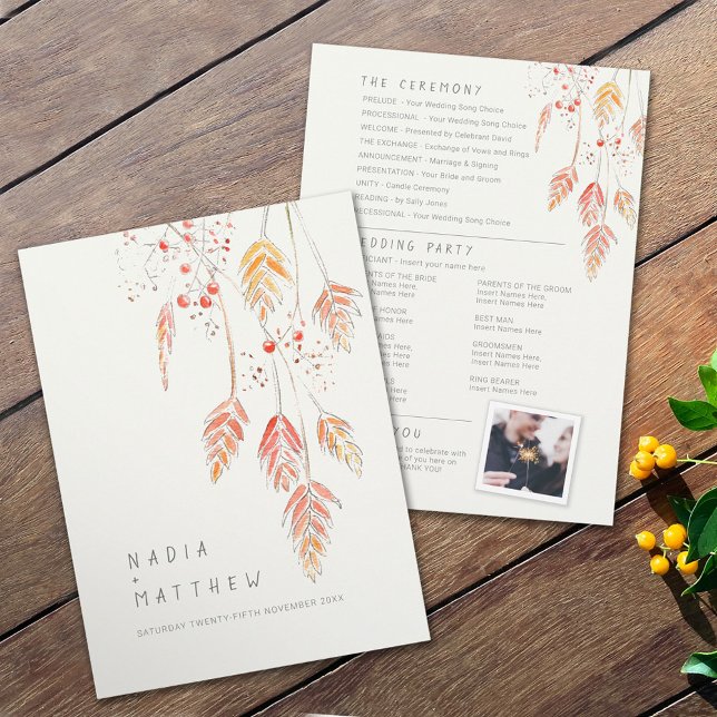 Grass berries watercolor sketch wedding  program (Creator Uploaded)