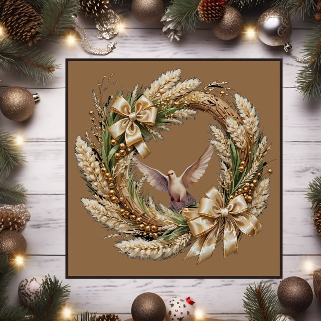 Grass Christmas Wreath Magnetic Card (Magnetic Christmas Wreaths )