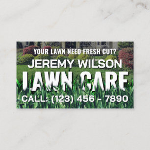 Grass cutting inspired lawn care business card