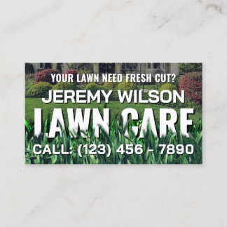 Grass cutting inspired lawn care business card