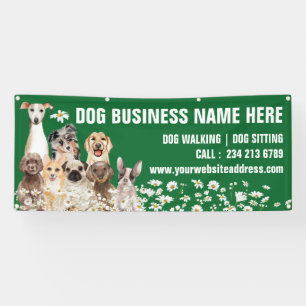Grass Daisy Puppies Floral Botanical Dog Grooming Banner