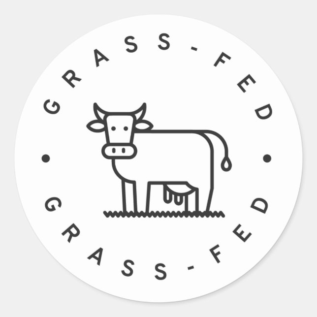 grass-fed classic round sticker (Front)