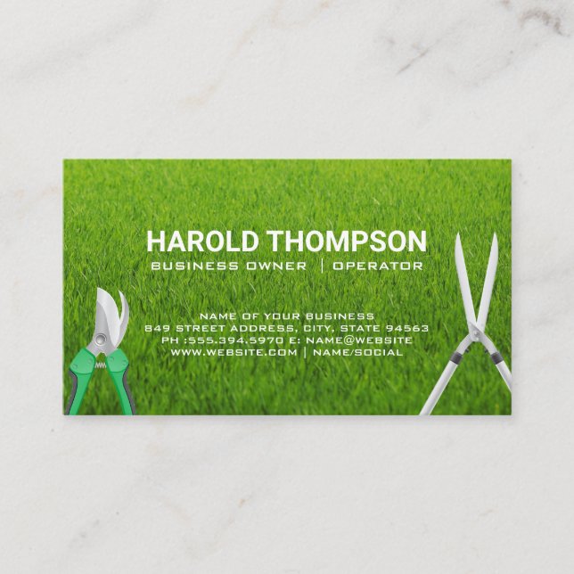 Grass | Gardening Tools | Shears Business Card (Front)