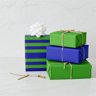 Grass Green and Earth Dark Blue Wrapping Paper
