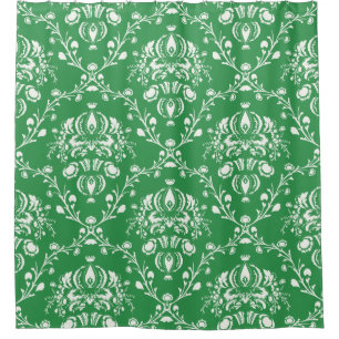 Grass Green and White Damask
