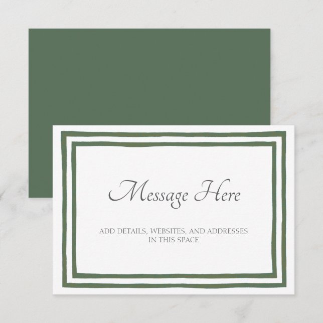 Grass Green Botanical Block Print Wedding Enclosure Card (Front/Back)