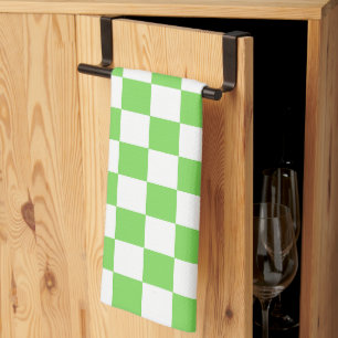 Grass green chequered  kitchen towel
