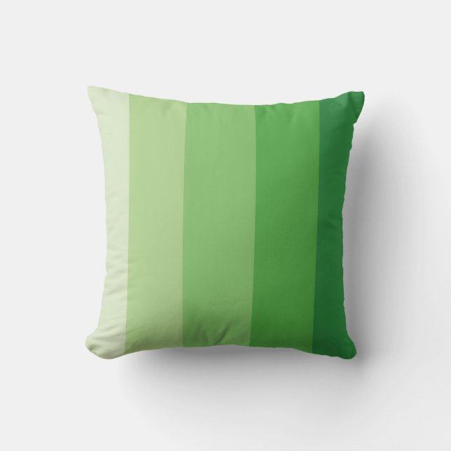 Grass Green Ombre Stripe Throw Pillow (Front)