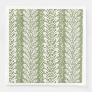 Grass Green Plume Stripe, Classic Botanical Napkin