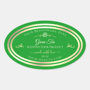 Grass Green Product Label Gold Frame Vintage Rose