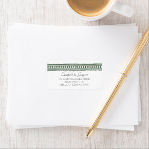 Grass Green & White Botanical Block Print Wedding Label