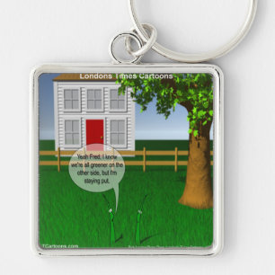 Grass Greener On Other Side Funny Keychain