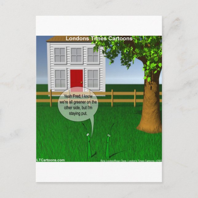 Grass Greener On Other Side Funny Postcard (Front)