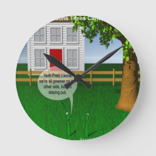 Grass Greener On Other Side Funny Round Clock