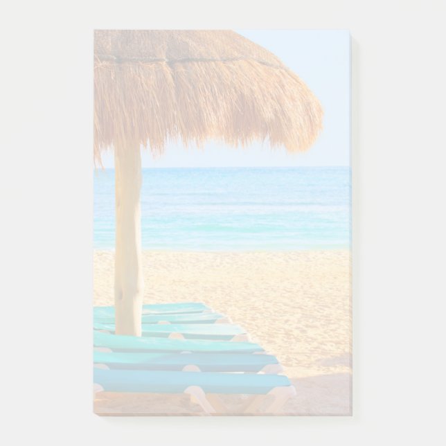 Grass Hut & Loungers On Beach Post-it Notes (Front)