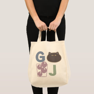 Grass Jelly Cat Name Initials Grocery Bag