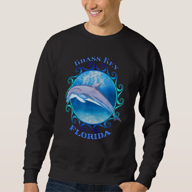 Grass Key Florida Vacation Souvenir Dolphin Sweatshirt (Front)
