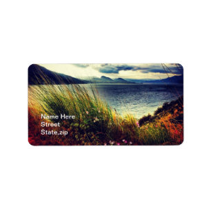 Grass Lake Dark Blue Clouds Address Label