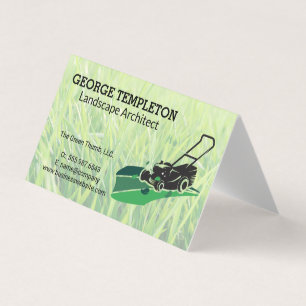 Grass   Lawn Mower   Landscaping Industry Business Card