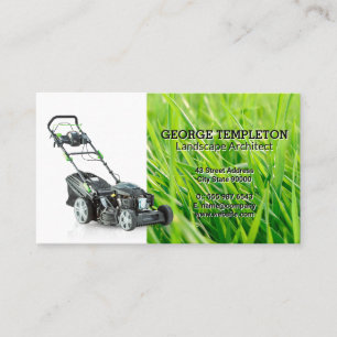 Grass   Lawn Mower   Landscaping Services Business Card