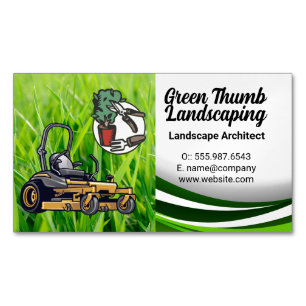 Grass   Lawn Mower   Landscaping Tools Magnetic Business Card