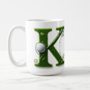 Grass Letter Golf Theme With Balls And Clubs Coffee Mug