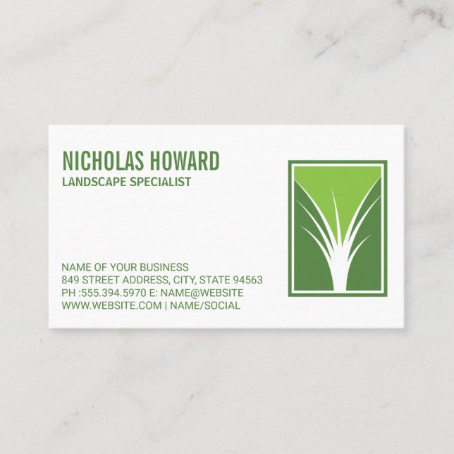 Grass Logo | Landscaping Specialist Business Card (Front)