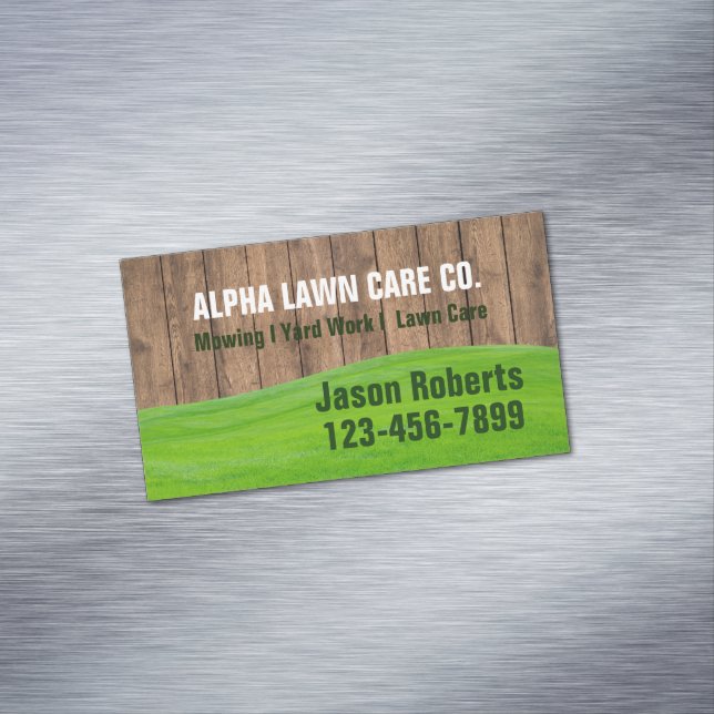 Grass Mowing Yard Lawn Care Landscape Landscaping Magnetic Business Card (In Situ)
