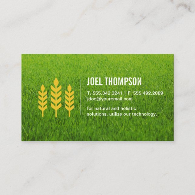 Grass Natural | Wheat Icon Business Card (Front)