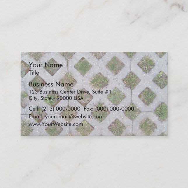 Grass Paver With Chequered Pattern Business Card (Front)