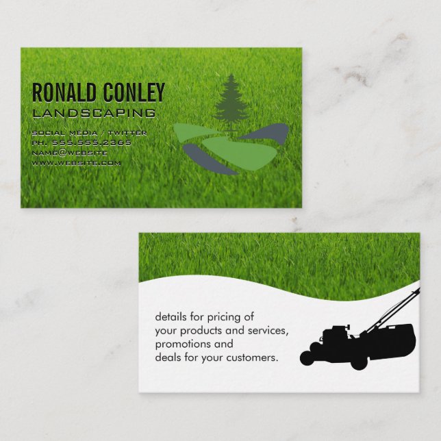 Grass | Tree | Lawn Mower Equipment Business Card (Front/Back)
