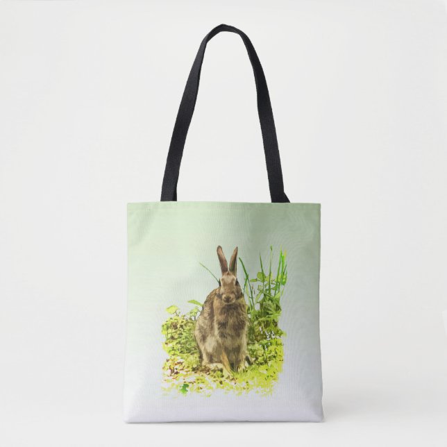 Grass vert avec Sac fourre-tout de lapin Brown (Devant)