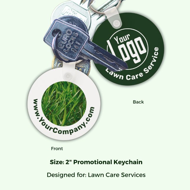 Grass Website Logo Company Name Green White Promo Keychain (Grass Website Logo Company Name Green White Promo Keychain; 2 Inch Diameter)