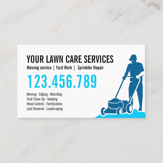 Grass Yard Lawn Mowing Care Gardening Landscaping  Business Card (Front)